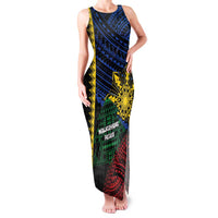 Personalised Philippines Christmas Family Matching Tank Maxi Dress and Hawaiian Shirt Xmas Tree Filipino Tribal Patterns - undefined