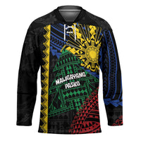 Personalised Philippines Christmas Hockey Jersey Xmas Tree Filipino Tribal Patterns DT05 Unisex Black - Polynesian Pride