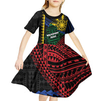 Personalised Philippines Christmas Kid Short Sleeve Dress Xmas Tree Filipino Tribal Patterns DT05 - Polynesian Pride