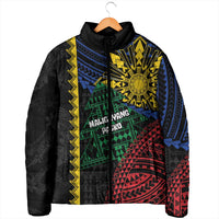 Personalised Philippines Christmas Padded Jacket Xmas Tree Filipino Tribal Patterns - Polynesian Pride