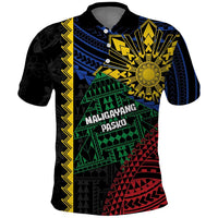 Personalised Philippines Christmas Polo Shirt Xmas Tree Filipino Tribal Patterns DT05 Black - Polynesian Pride
