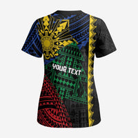 Personalised Philippines Christmas Scrub Top Xmas Tree Filipino Tribal Patterns - Polynesian Pride