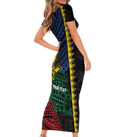 Personalised Philippines Christmas Short Sleeve Bodycon Dress Xmas Tree Filipino Tribal Patterns DT05 - Polynesian Pride