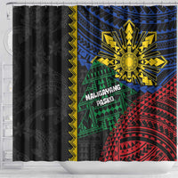 Philippines Christmas Shower Curtain Xmas Tree Filipino Tribal Patterns - Polynesian Pride