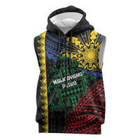 Personalised Philippines Christmas Sleeveless Zip Hoodie Xmas Tree Filipino Tribal Patterns DT05 Black - Polynesian Pride