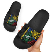 Philippines Christmas Slide Sandals Xmas Tree Filipino Tribal Patterns - Polynesian Pride