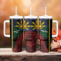 Personalised Philippines Christmas Tumbler With Handle Xmas Tree Filipino Tribal Patterns - Polynesian Pride