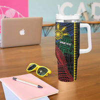 Personalised Philippines Christmas Tumbler With Handle Xmas Tree Filipino Tribal Patterns - Polynesian Pride