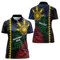 Personalised Philippines Christmas Women Polo Shirt Xmas Tree Filipino Tribal Patterns DT05 - Polynesian Pride