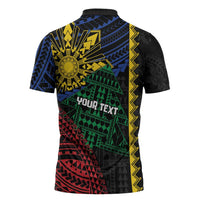 Personalised Philippines Christmas Zipper Polo Shirt Xmas Tree Filipino Tribal Patterns DT05 - Polynesian Pride
