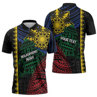 Personalised Philippines Christmas Zipper Polo Shirt Xmas Tree Filipino Tribal Patterns DT05 - Polynesian Pride