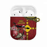 Rotuma Christmas AirPods Case Rotuma Myzomela Birds With Hibiscus Flowers DT05 Red - Polynesian Pride