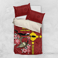 Rotuma Christmas Bedding Set Rotuma Myzomela Birds With Hibiscus Flowers - Polynesian Pride