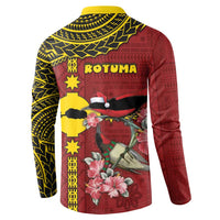 Rotuma Christmas Button Sweatshirt Rotuma Myzomela Birds With Hibiscus Flowers - Polynesian Pride