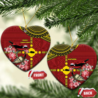 Rotuma Christmas Ceramic Ornament Rotuma Myzomela Birds With Hibiscus Flowers - Polynesian Pride