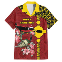 Rotuma Christmas Family Matching Long Sleeve Bodycon Dress and Hawaiian Shirt Rotuma Myzomela Birds With Hibiscus Flowers - Polynesian Pride