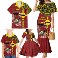 Rotuma Christmas Family Matching Mermaid Dress and Hawaiian Shirt Rotuma Myzomela Birds With Hibiscus Flowers - Polynesian Pride