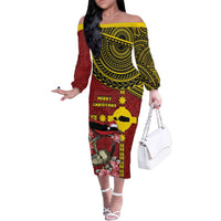 Rotuma Christmas Family Matching Off The Shoulder Long Sleeve Dress and Hawaiian Shirt Rotuma Myzomela Birds With Hibiscus Flowers - Polynesian Pride