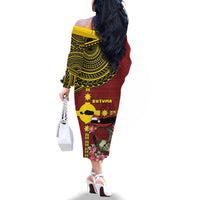 Rotuma Christmas Family Matching Off The Shoulder Long Sleeve Dress and Hawaiian Shirt Rotuma Myzomela Birds With Hibiscus Flowers - Polynesian Pride