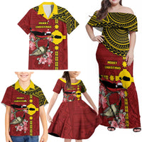 Rotuma Christmas Family Matching Off Shoulder Maxi Dress and Hawaiian Shirt Rotuma Myzomela Birds With Hibiscus Flowers - Polynesian Pride