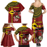 Rotuma Christmas Family Matching Summer Maxi Dress and Hawaiian Shirt Rotuma Myzomela Birds With Hibiscus Flowers - Polynesian Pride