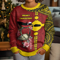 Rotuma Christmas Kid Ugly Christmas Sweater Rotuma Myzomela Birds With Hibiscus Flowers - Polynesian Pride