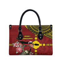 Rotuma Christmas Leather Bag Rotuma Myzomela Birds With Hibiscus Flowers - Polynesian Pride