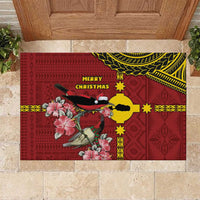 Rotuma Christmas Rubber Doormat Rotuma Myzomela Birds With Hibiscus Flowers - Polynesian Pride