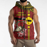 Rotuma Christmas Sleeveless Zip Hoodie Rotuma Myzomela Birds With Hibiscus Flowers DT05 - Polynesian Pride