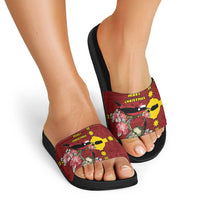 Rotuma Christmas Slide Sandals Rotuma Myzomela Birds With Hibiscus Flowers DT05 - Polynesian Pride