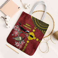 Rotuma Christmas Tote Bag Rotuma Myzomela Birds With Hibiscus Flowers - Polynesian Pride