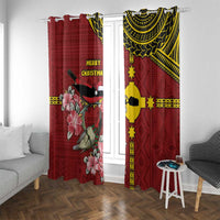 Rotuma Christmas Window Curtain Rotuma Myzomela Birds With Hibiscus Flowers - Polynesian Pride