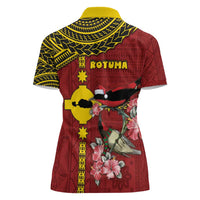 Rotuma Christmas Women Polo Shirt Rotuma Myzomela Birds With Hibiscus Flowers - Polynesian Pride