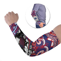 Personalised Samoa Gym Arm Sleeves Muscle Samoan Tribal Waves DT05 Set of 2 Navy - Polynesian Pride
