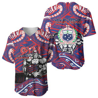 Personalised Samoa Gym Baseball Jersey Muscle Samoan Tribal Waves - Polynesian Pride