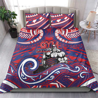 Samoa Gym Bedding Set Muscle Samoan Tribal Waves - Polynesian Pride