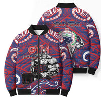 Personalised Samoa Gym Bomber Puffer Jacket Muscle Samoan Tribal Waves - Polynesian Pride