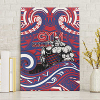 Samoa Gym Canvas Wall Art Muscle Samoan Tribal Waves DT05 Without Frame Navy - Polynesian Pride