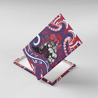 Samoa Gym Canvas Wall Art Muscle Samoan Tribal Waves DT05 With Frame Navy - Polynesian Pride