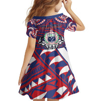 Personalised Samoa Gym Family Matching Off Shoulder Maxi Dress and Hawaiian Shirt Muscle Samoan Tribal Waves - Polynesian Pride