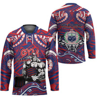 Personalised Samoa Gym Hockey Jersey Muscle Samoan Tribal Waves DT05 - Polynesian Pride
