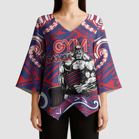 Personalised Samoa Gym Kimono Sleeve Blouse Muscle Samoan Tribal Waves - Polynesian Pride