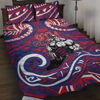 Samoa Gym Quilt Bed Set Muscle Samoan Tribal Waves DT05 Navy - Polynesian Pride