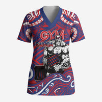 Personalised Samoa Gym Scrub Top Muscle Samoan Tribal Waves DT05 Adult Navy - Polynesian Pride