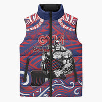 Personalised Samoa Gym Sleeveless Puffer Jacket Muscle Samoan Tribal Waves DT05 Unisex Navy - Polynesian Pride
