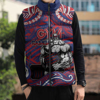 Personalised Samoa Gym Sleeveless Puffer Jacket Muscle Samoan Tribal Waves DT05 - Polynesian Pride