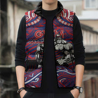 Personalised Samoa Gym Sleeveless Puffer Jacket Muscle Samoan Tribal Waves DT05 - Polynesian Pride