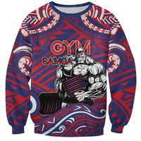 Personalised Samoa Gym Sweatshirt Muscle Samoan Tribal Waves - Polynesian Pride