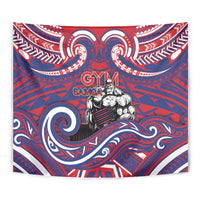 Samoa Gym Tapestry Muscle Samoan Tribal Waves - Polynesian Pride