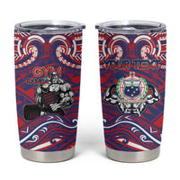 Personalised Samoa Gym Tumbler Cup Muscle Samoan Tribal Waves - Polynesian Pride